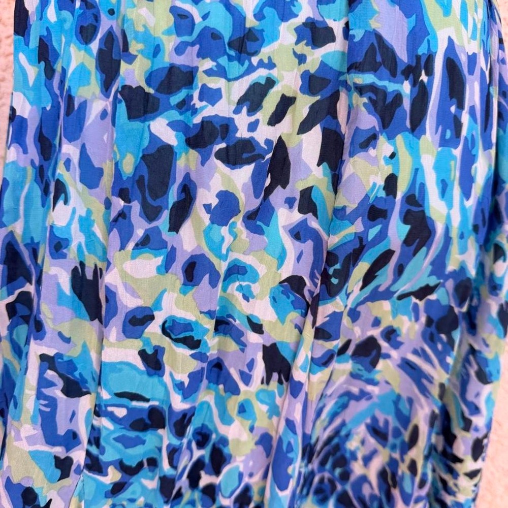 Blue & green print midi skirt. - Picture 2 of 5